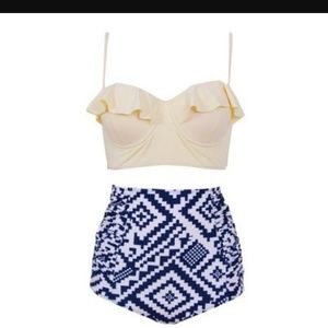 High waist bikini set aztec print NWT! 2X